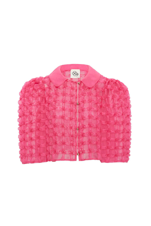 Handmade smocked round-shaped jacket