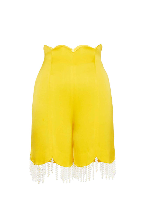 Bermuda tassels silk shorts