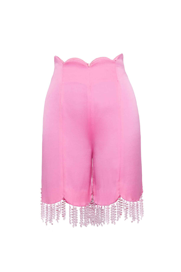 Bermuda tassels silk shorts