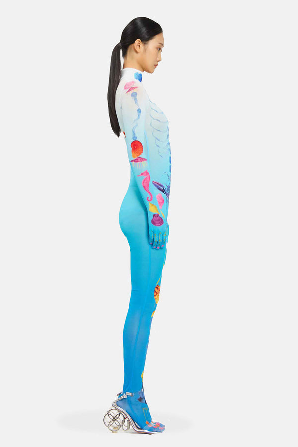 Sea creature print jumpsuit